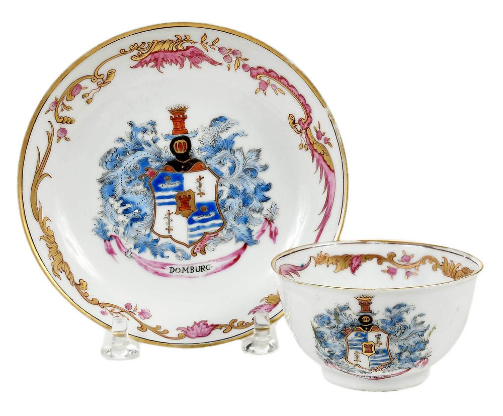 Appraisal: Chinese Export Armorial Tea Bowl and Saucer circa - Qianlong