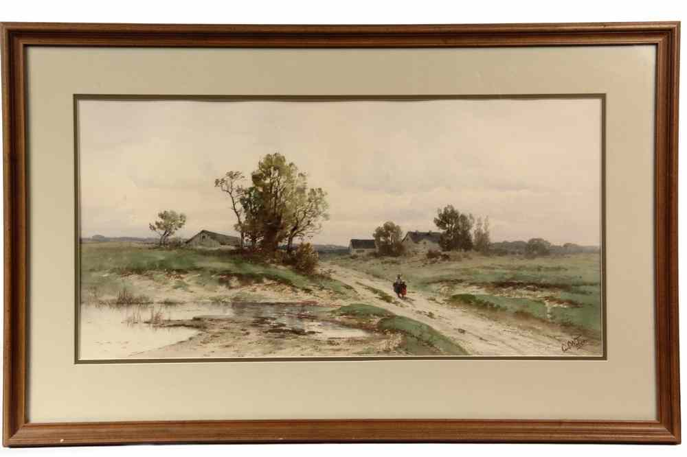 Appraisal: WATERCOLOR - Mother and Child on Country Lane by Carl