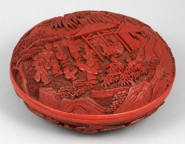 Appraisal: Antique Chinese Cinnabar covered round box diam Good condition EST