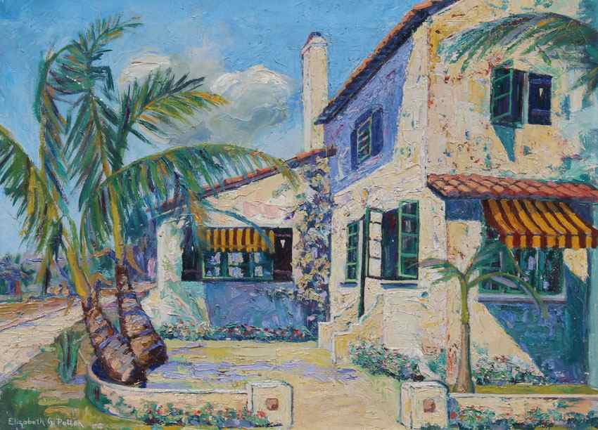 Appraisal: PATTON Elisabeth American th C Tropical street Oil Canvas ''