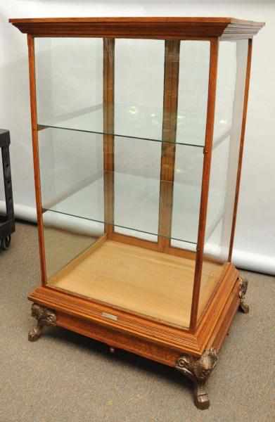 Appraisal: Oak Display Cabinet with Glass Shelves Two back doors one