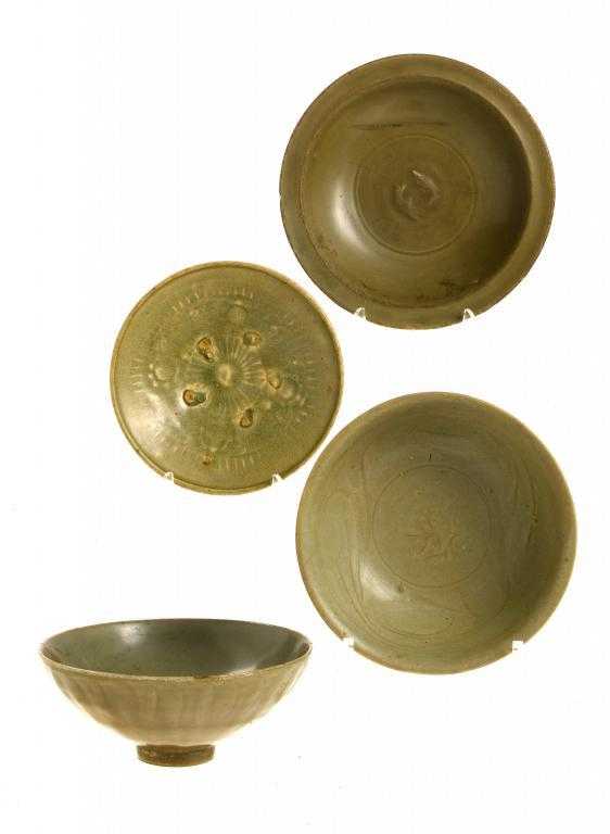 Appraisal: TWO CELADON DISHES AND TWO BOWLS YUAN DYNASTY one of