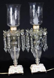 Appraisal: Pair of crystal lustre table lamps Pair of crystal lustre