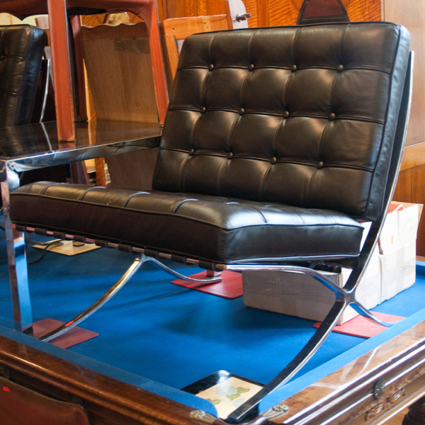 Appraisal: BLACK LEATHER BARCELONA CHAIR