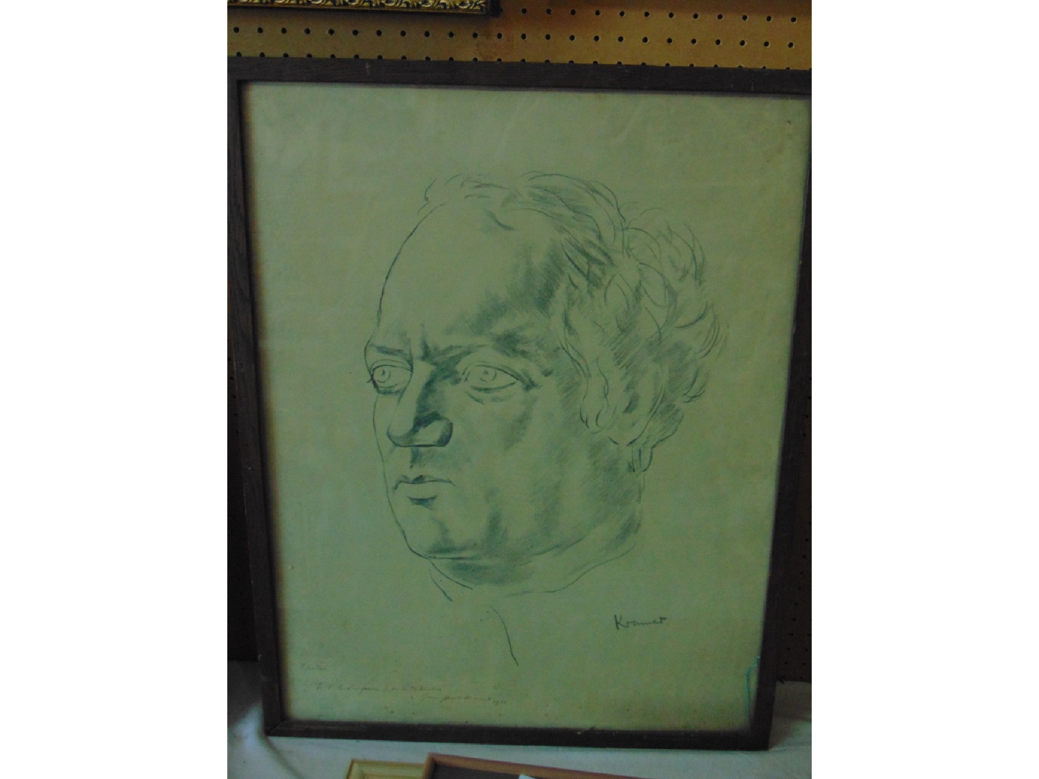 Appraisal: A black and white lithograph study of the head of