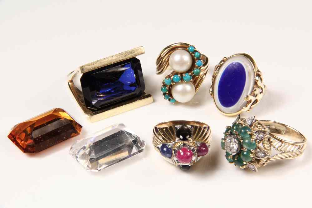 Appraisal: RINGS - Lot of Vintage K Yellow Gold Stone Set