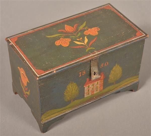 Appraisal: Jonas Weber Painted Trinket Box Dated Very Fine Jonas Weber