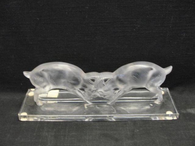 Appraisal: LALIQUE Fighting Rams Sculpture From a Larchmont estate Dimensions x