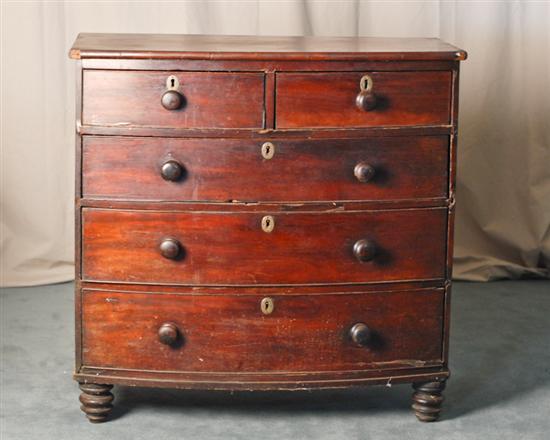 Appraisal: An E th C Mahogany Bow-front Chest of Drawers with