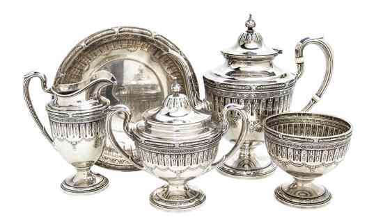 Appraisal: An American Sterling Silver Tea Set Gorham in the Marie