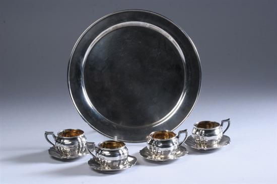 Appraisal: SET OF FOUR AUSTRIAN-HUNGARIAN SILVER DEMITASSE CUPS WITH SAUCERS late