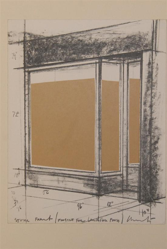 Appraisal: Christo Lithograph with collage Storefront edition of signed in the