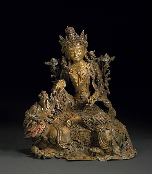 Appraisal: A fine gilt bronze seated Guanyin in the form of