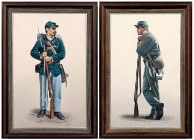 Appraisal: Pair John White Civil War paintings Charlotte North Carolina late