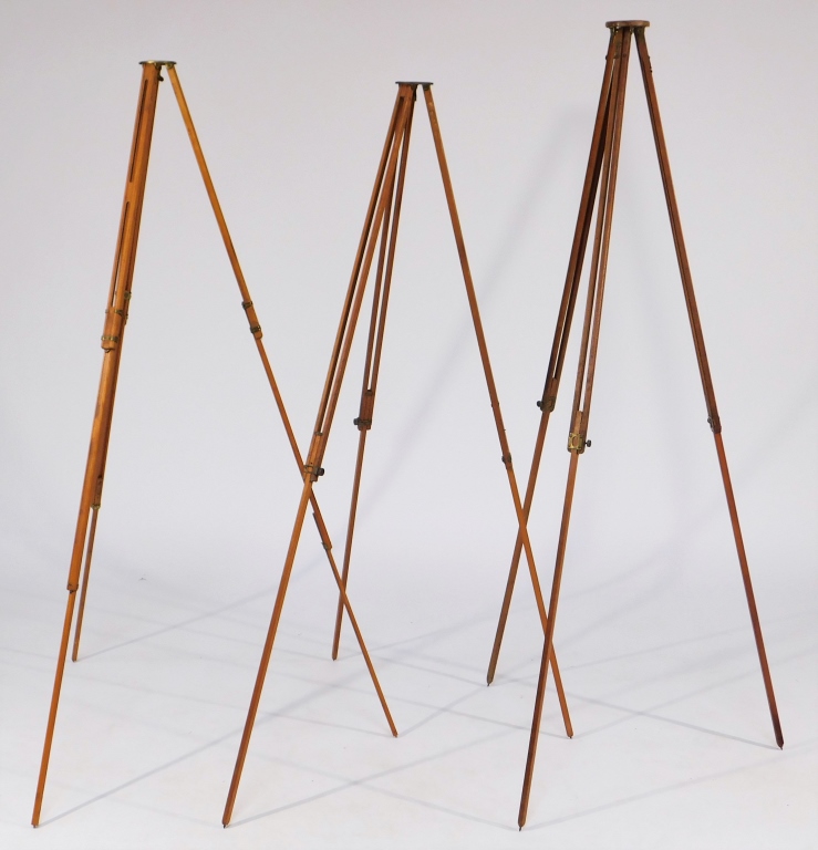 Appraisal: LOT OF WOODEN TRIPODS Lot of wooden tripods approximately -