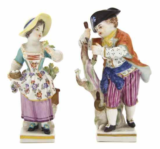 Appraisal: Two Meissen Porcelain Figures each depicting a youth in period