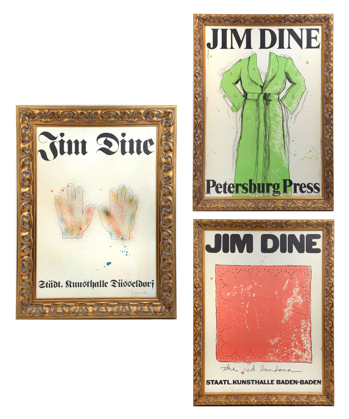 Appraisal: THREE JIM DINE SIGNED EXHIBITION POSTERS Green Robe for Saint