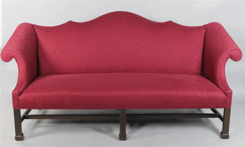 Appraisal: SAYBOLT CLELAND CHIPPENDALE STYLE DOUBLE PEAK MAHOGANY CAMELBACK SOFA Philadelphia