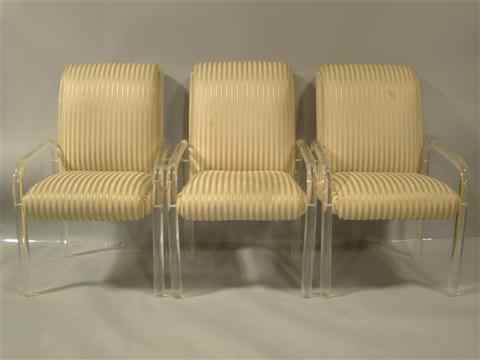 Appraisal: SET OF SIX LUCITE ARMCHAIRS LEON FROST two signed each