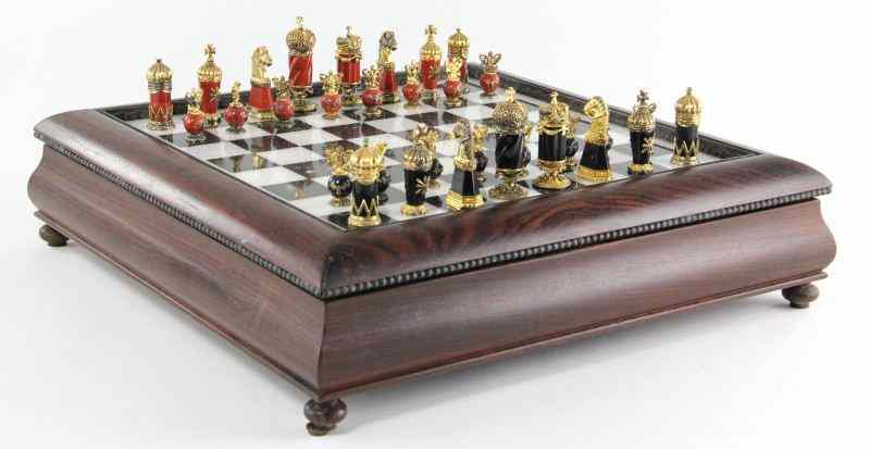 Appraisal: The Faberge Imperial Chess Setby Igor Carl Faberge mahogany box