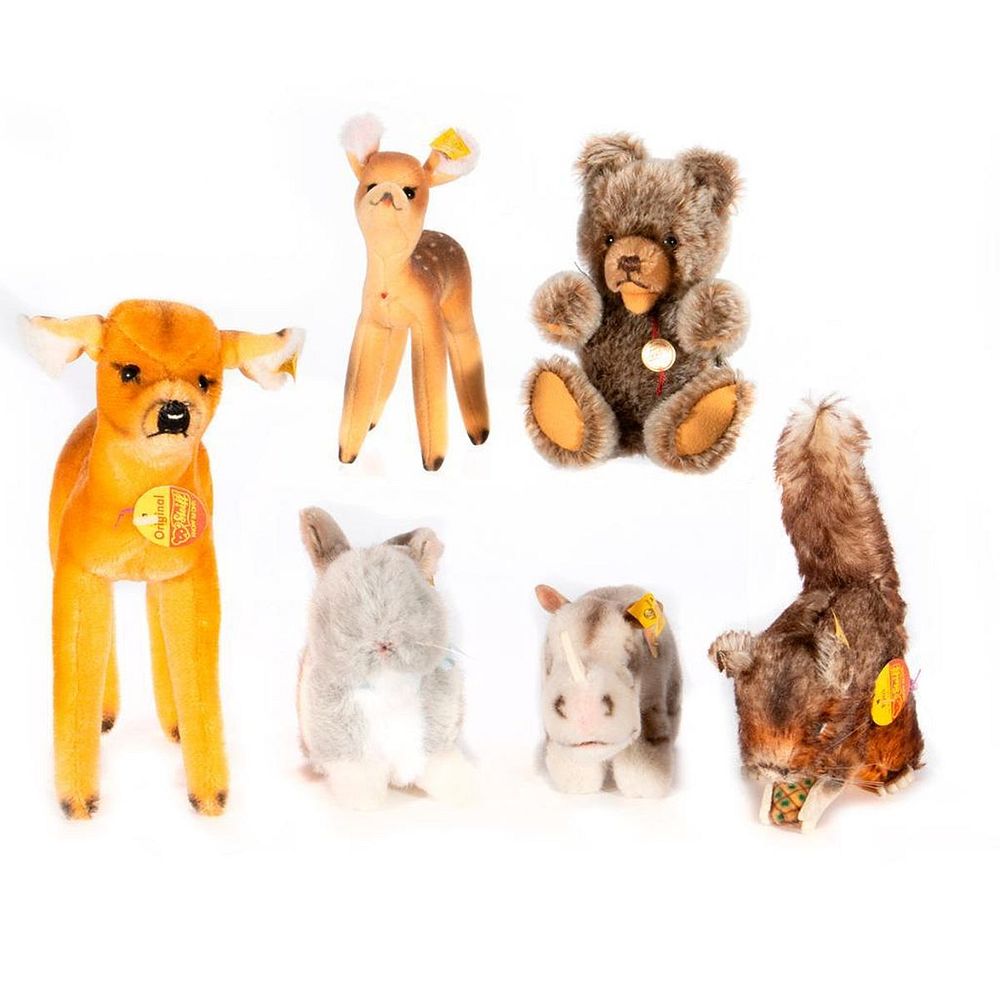 Appraisal: Vintage Steiff Animals Lot of Vintage Steiff group all having