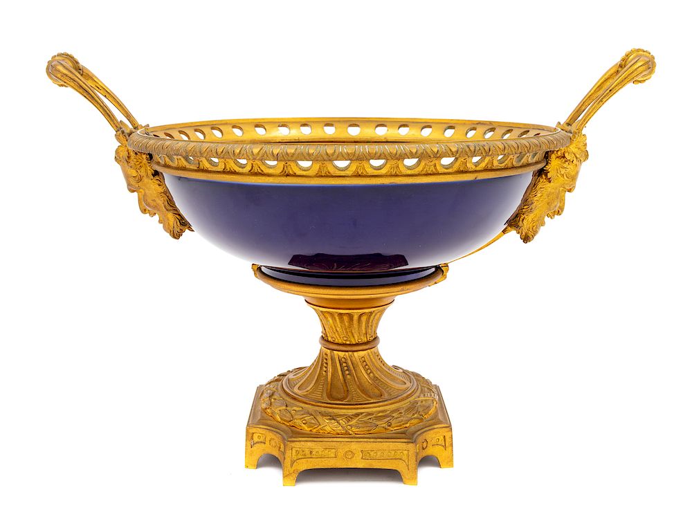 Appraisal: A S vres Style Gilt Bronze Mounted Porcelain Center Bowl