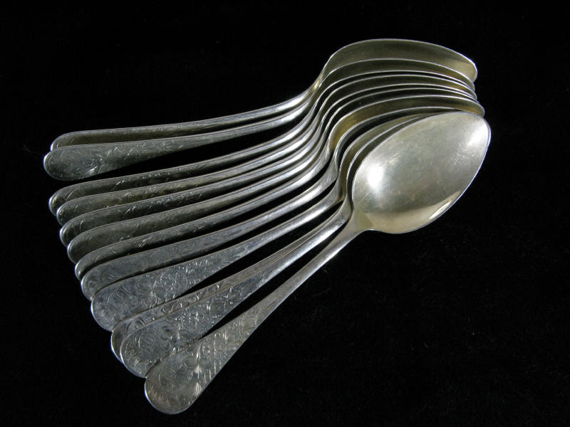 Appraisal: Set of Twelve Sterling Teaspoons by Whiting each with floral