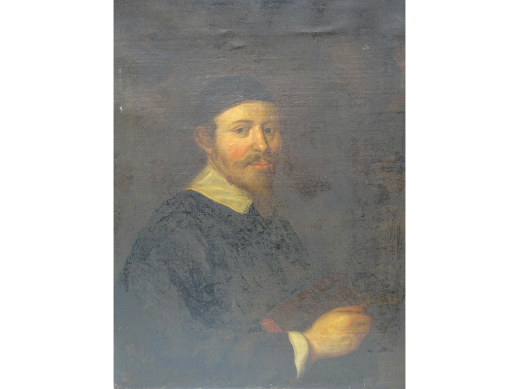 Appraisal: Continental School A portrait of a Scholar oil on canvas