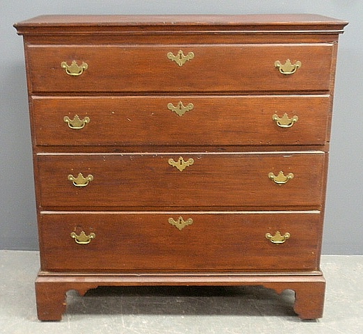 Appraisal: - New England pine blanket chest with two faux drawer