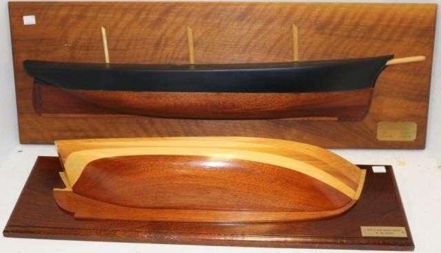 Appraisal: TWO TH C HAND MADE WOODEN HALF HULL MODELS ONE