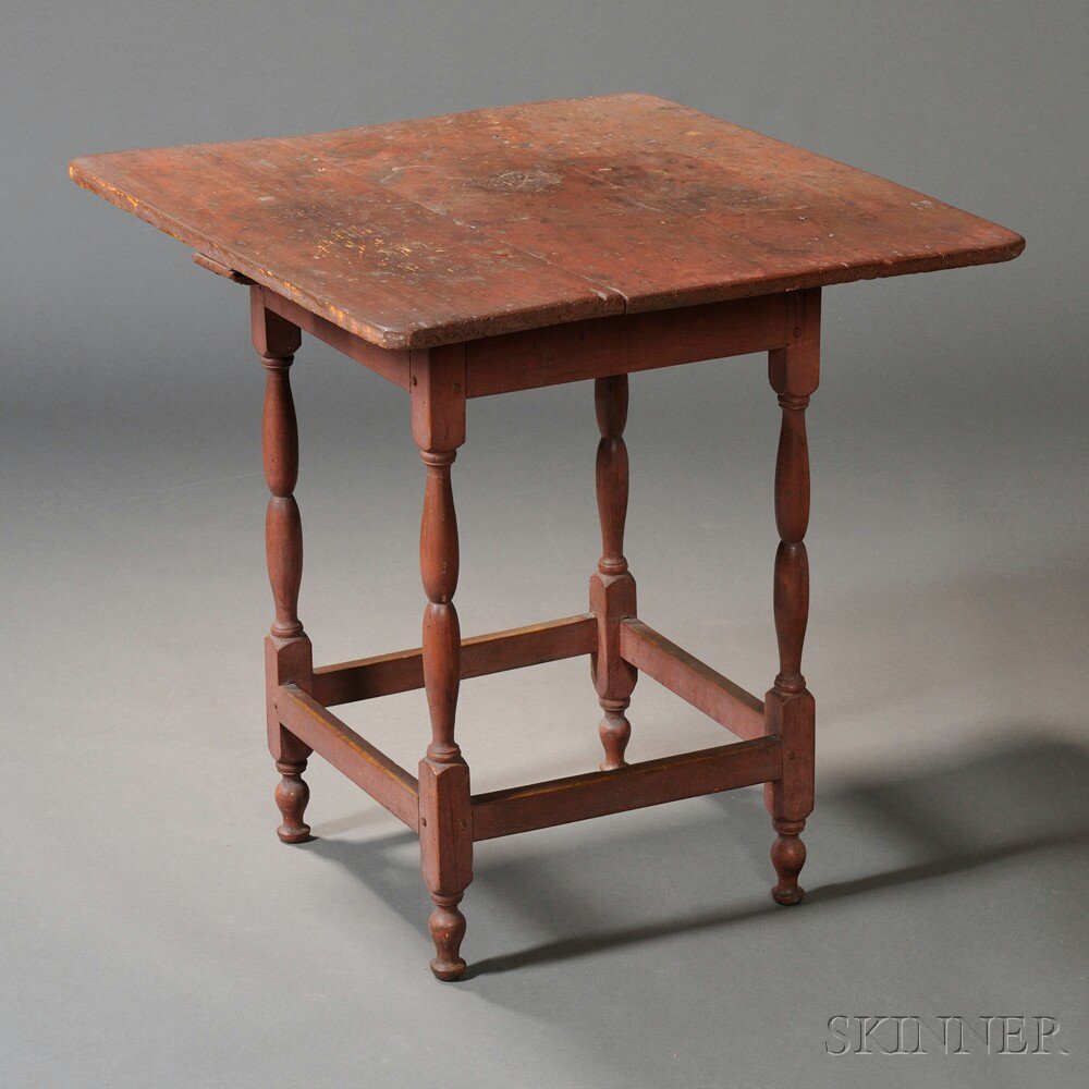 Appraisal: Small Red-painted Maple and Pine Tap Table New England th