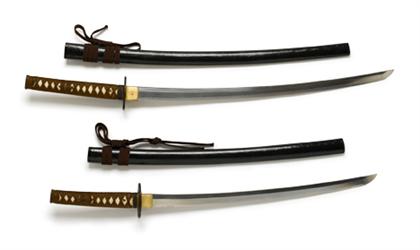 Appraisal: Japanese katana and wakizashi mounted as daisho showa period blades