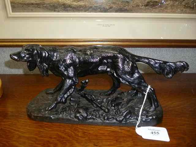 Appraisal: A RUSSIAN BLACK PAINTED CAST IRON SCULPTURE of a pointer