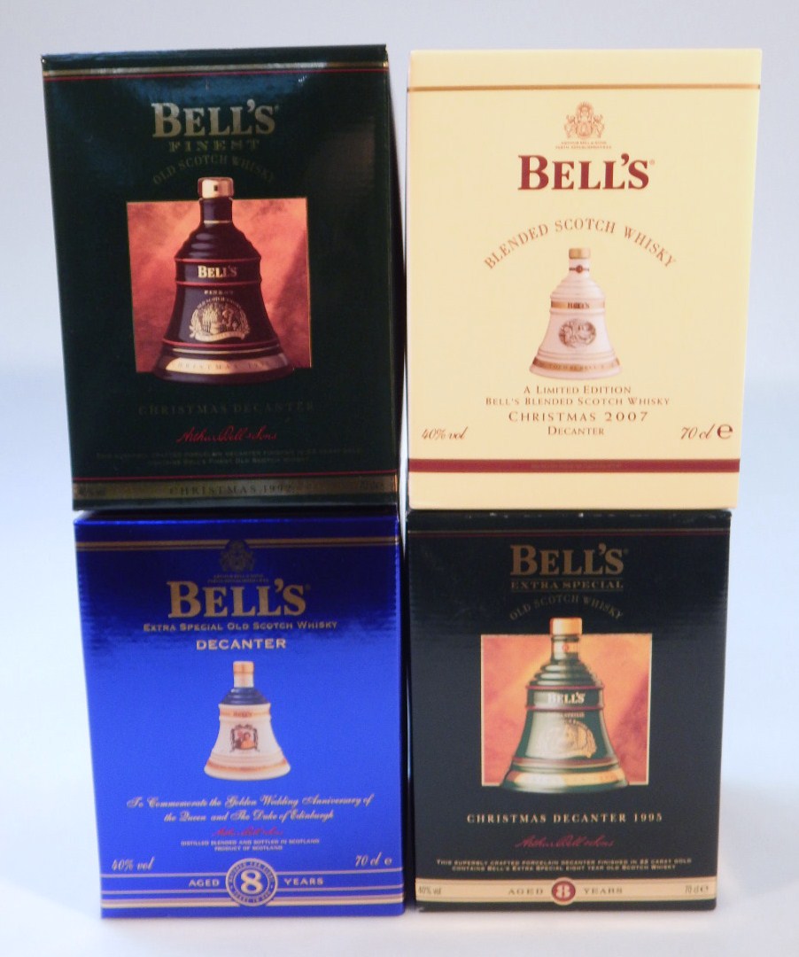 Appraisal: Various Bells boxed whisky decanters each cl volume Christmas Queens