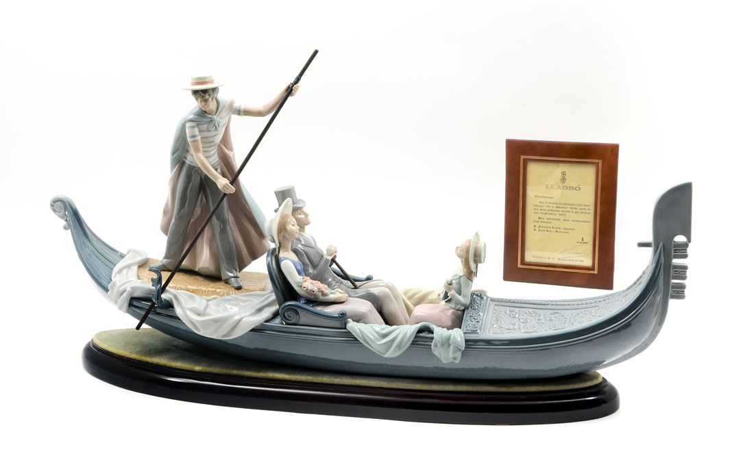 Appraisal: LLADRO IN THE GONDOLA PORCELAIN FIGURAL GROUP Spanish name ''En