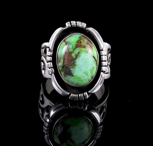 Appraisal: Navajo Sterling Carico Lake Turquoise Ring Offered for your bidding