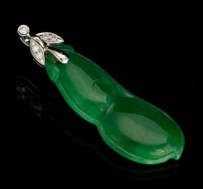 Appraisal: A Natural Jadeite and Diamond Pea-pod Pendant k white gold