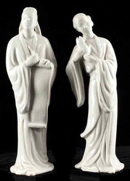 Appraisal: Pair of Blanc-de-Chine Figures th century a matched pair in