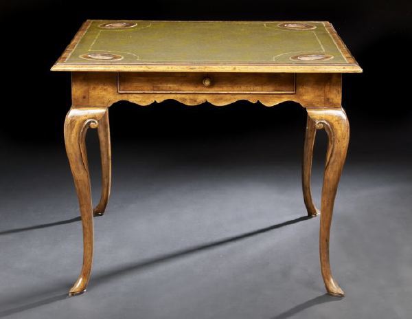 Appraisal: Provincial Louis XV-Style Fruitwood Games Table the square top with