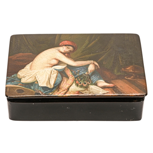 Appraisal: A German painted papier mache snuff box Stobwasser's Fabrik Braunschweig