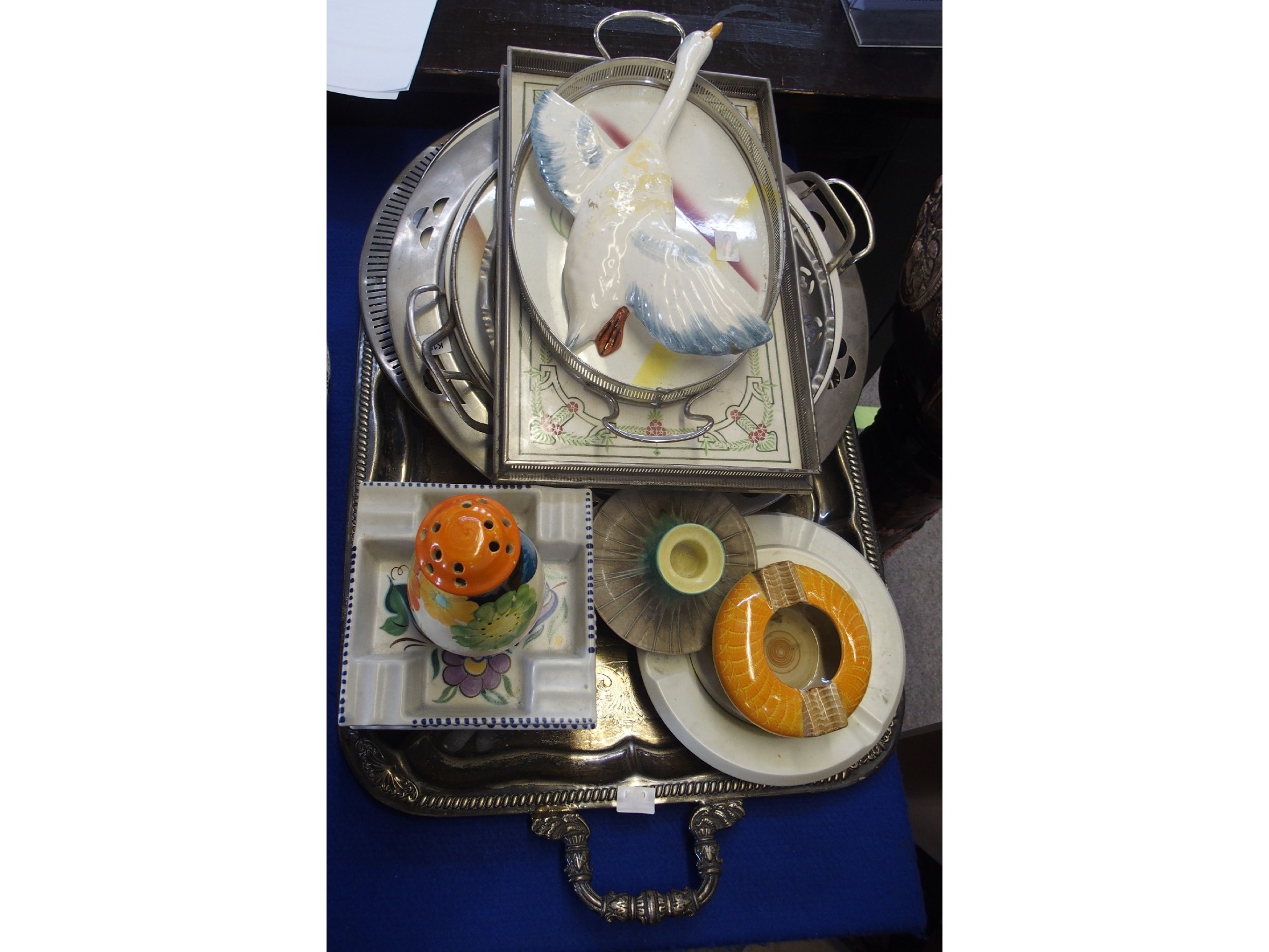 Appraisal: Shorter and Son flying swan assorted ceramic trays including WMF