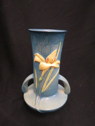 Appraisal: Pair of Roseville Zephyr Lily Pottery Vases blue - excellent