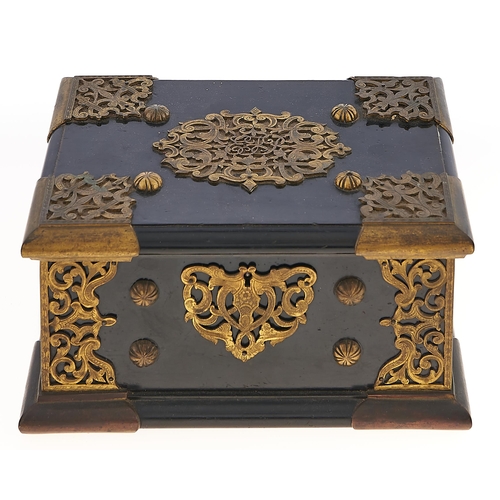 Appraisal: A Victorian gilt brass mounted ebony jewel casket the pierced