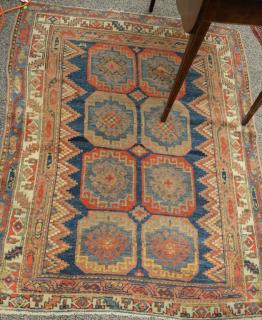 Appraisal: Oriental throw rug one end border missing ' x '