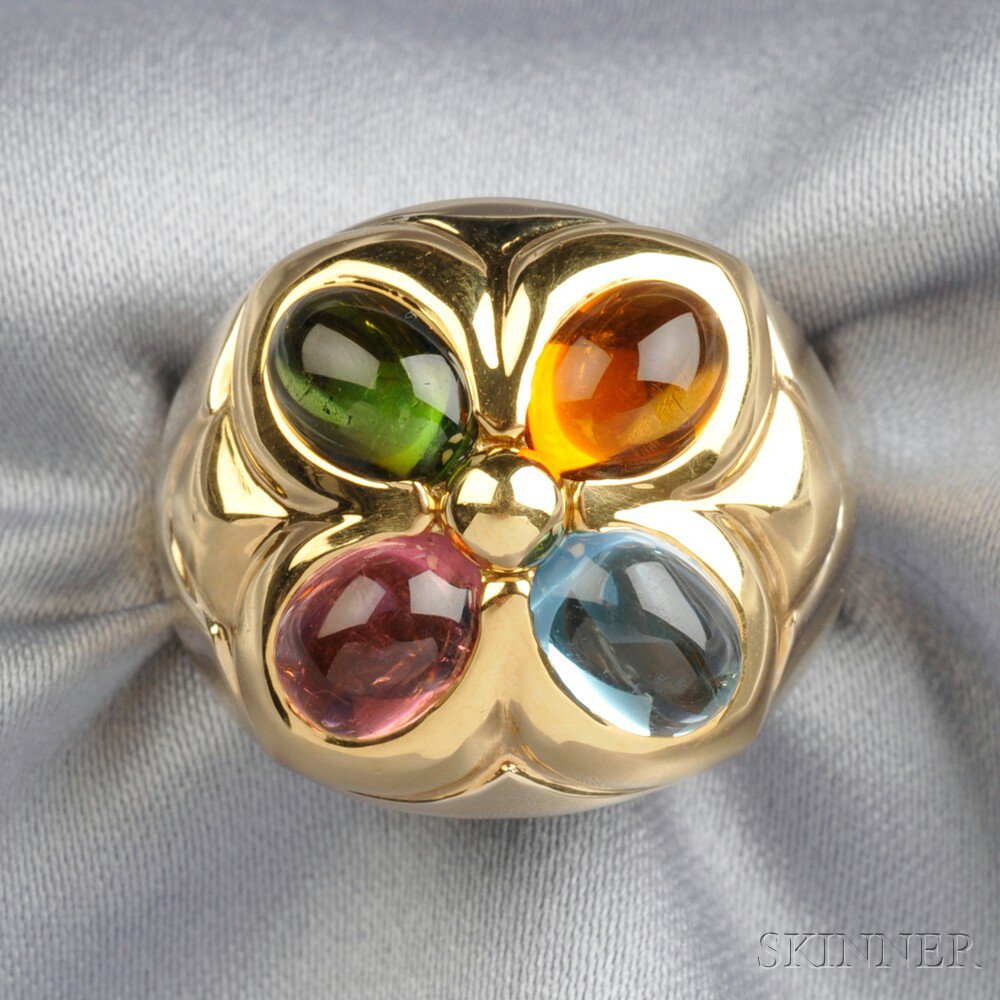 Appraisal: kt Gold Gem-set Ring Bulgari Italy set with pear-shape cabochon