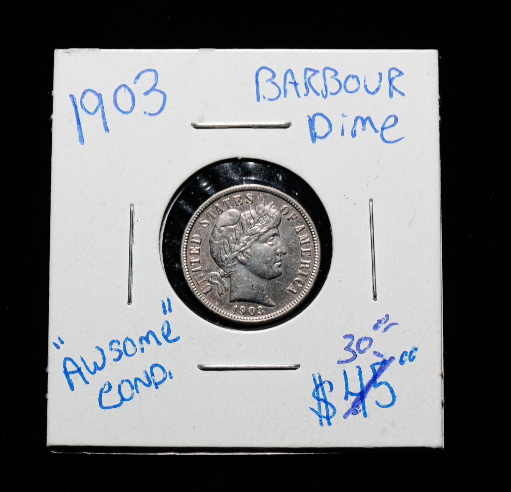 Appraisal: BU UNCIRCULATED BARBER DIME Barber dime in uncirculated condition Coin