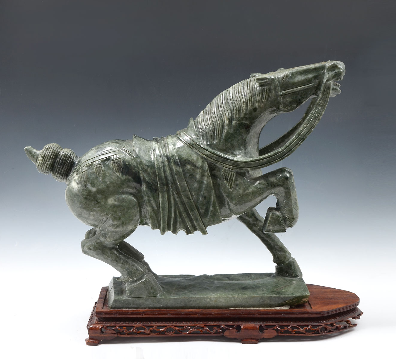 Appraisal: CARVED HARDSTONE CHINESE TANG HORSE Carved Chinese hardstone having a