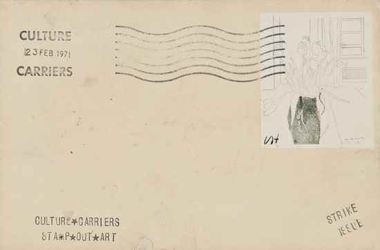 Appraisal: David Hockney b Culture Carriers Stamp Out Art franked envelope