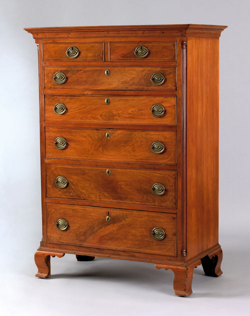 Appraisal: Mid Atlantic diminutive Chippendale walnut tall chest ca with short