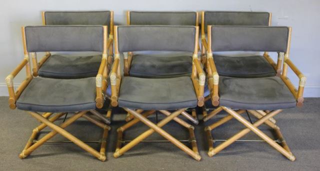 Appraisal: Set of Faux Bamboo Brass McGuire Director ChairsLabeled with metal